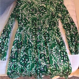 Loft Outlet Green Floral Long Sleeve Dress